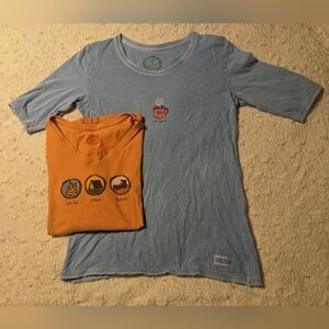 Life Is Good Cotton Camping and Coffee T-Shirt Bundle sz S Outdoor